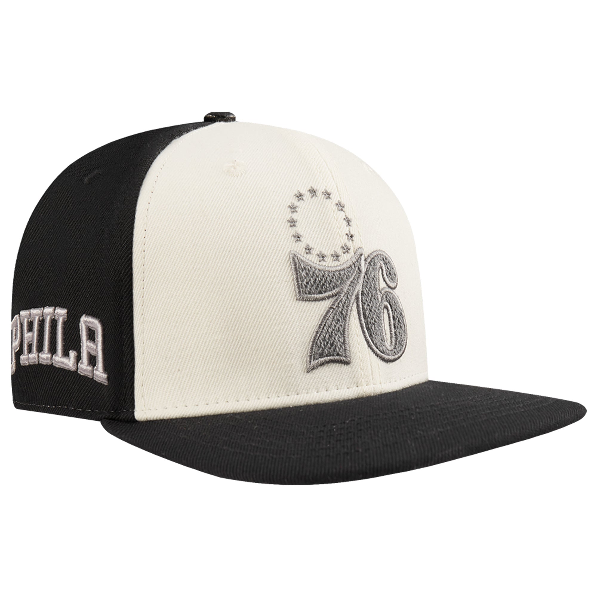Men's Philadelphia 76ers Pro Standard Cream/Black French Terry Snapback Hat